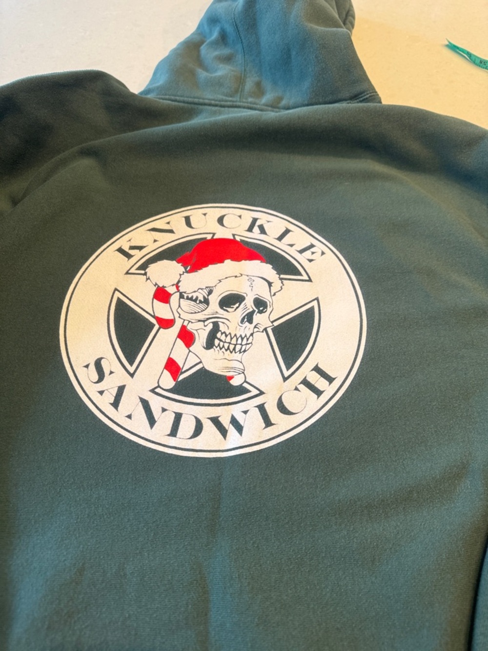 Guy fieri  knuckle sandwch Green Pullover Hoodie with Festive Skull Embroidery